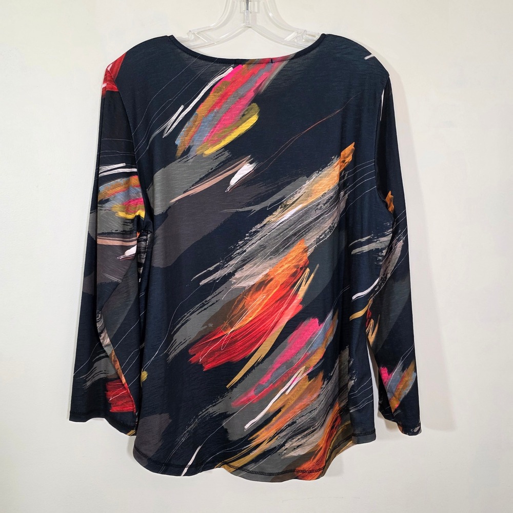 Jess & Jane Womens Top Abstract Brushstroke colorful Print Long Sleeve Large - Picture 3 of 9